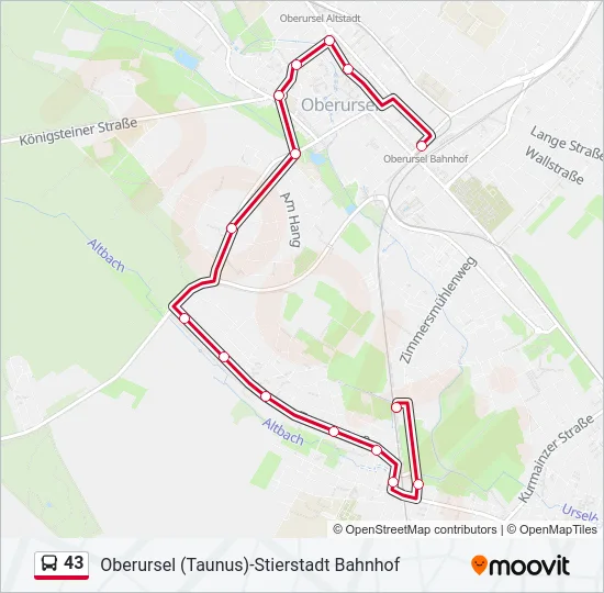 43 Bus Line Map