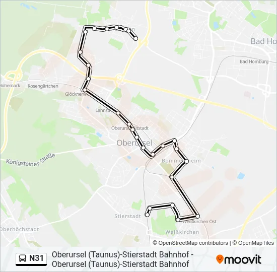 N31 Bus Line Map