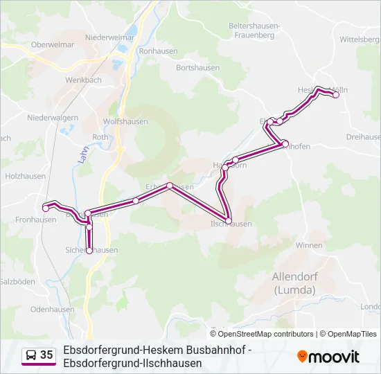 35 Bus Line Map