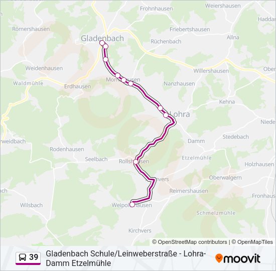 39 Bus Line Map