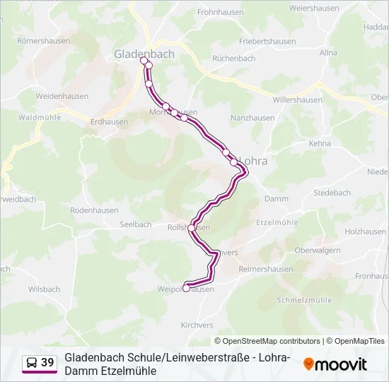 39 Bus Line Map