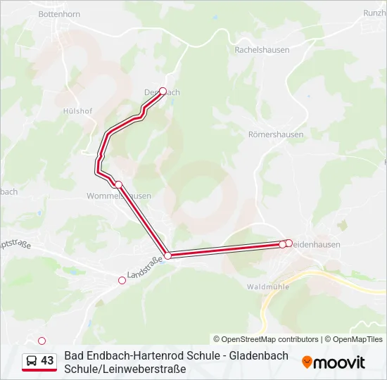 43 Bus Line Map