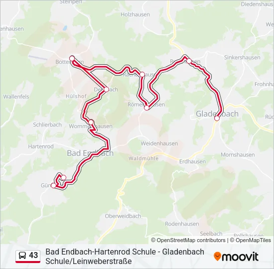 43 Bus Line Map