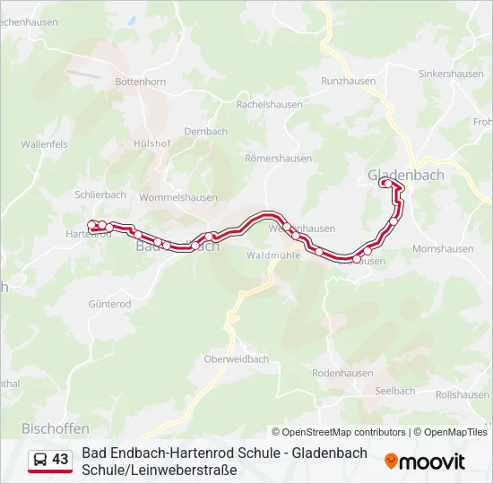 43 Bus Line Map