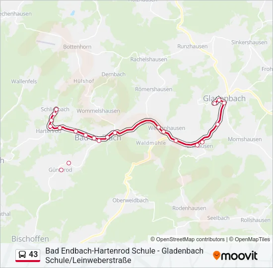43 Bus Line Map