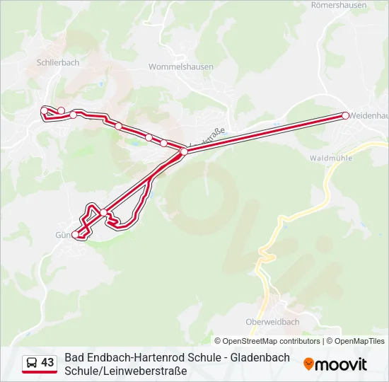 43 Bus Line Map
