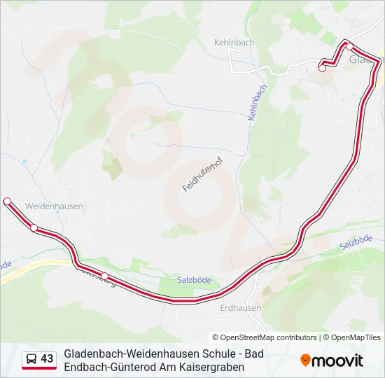 43 Bus Line Map