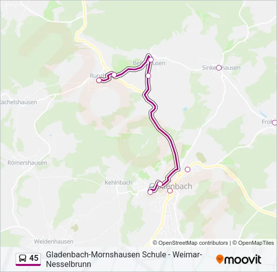 45 Bus Line Map