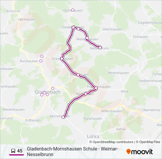 45 Bus Line Map