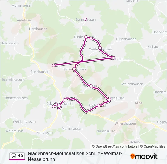 45 Bus Line Map