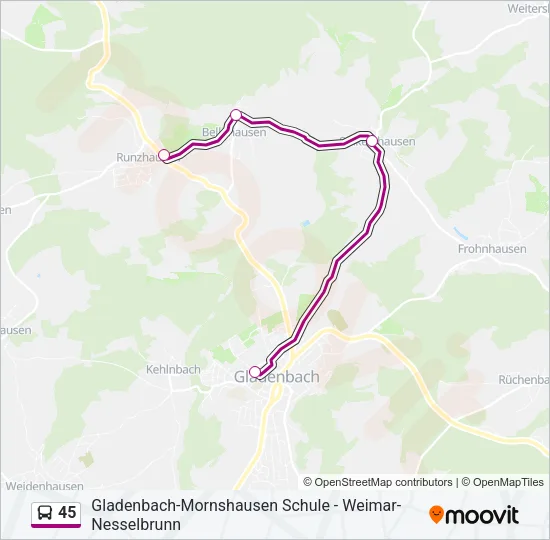 45 Bus Line Map