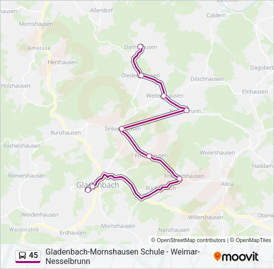 45 Bus Line Map