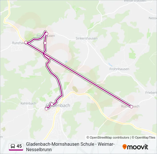 45 Bus Line Map