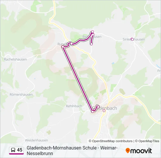 45 Bus Line Map
