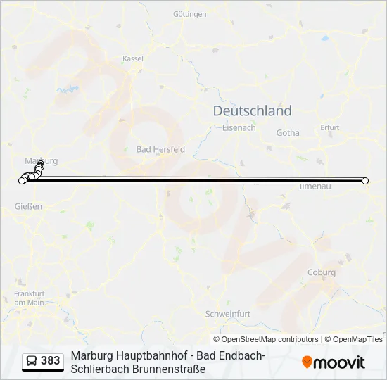 383 Bus Line Map