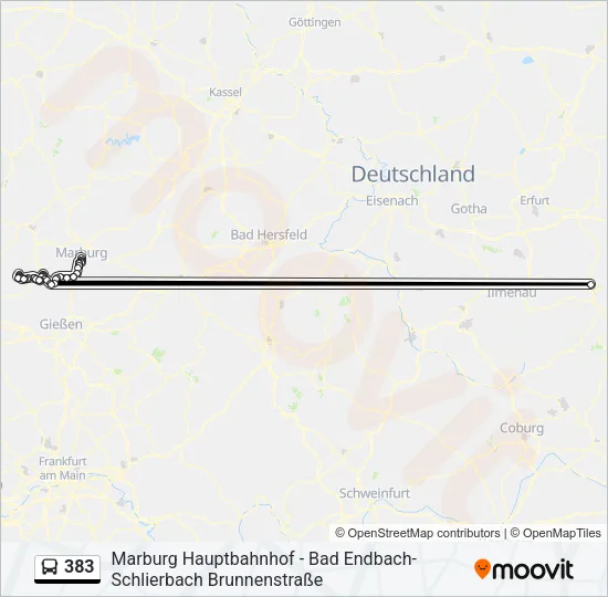 383 Bus Line Map