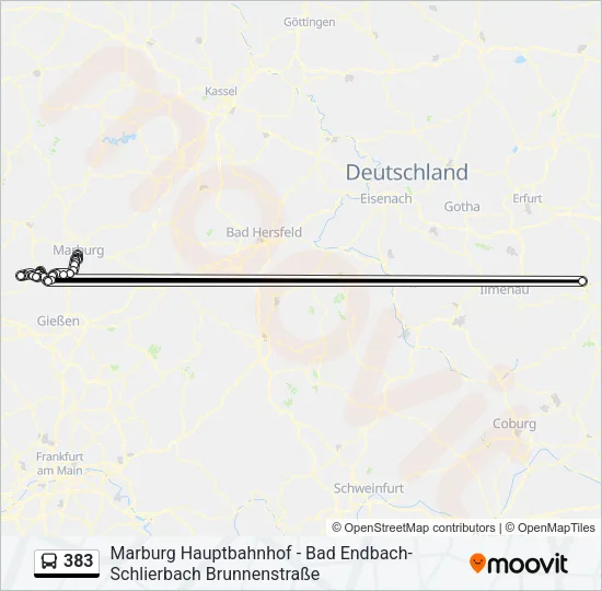 383 Bus Line Map