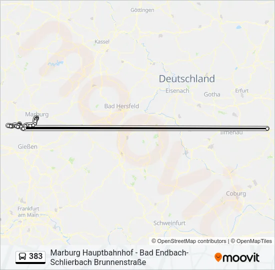 383 Bus Line Map