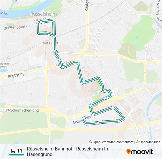 Автобус 11: карта маршрута