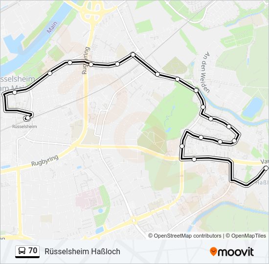 Автобус 70: карта маршрута