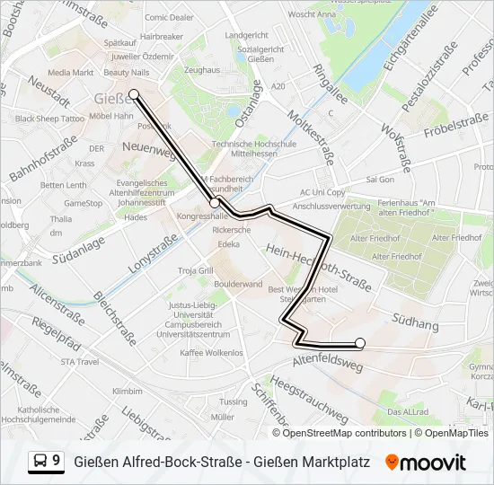 9 Bus Line Map