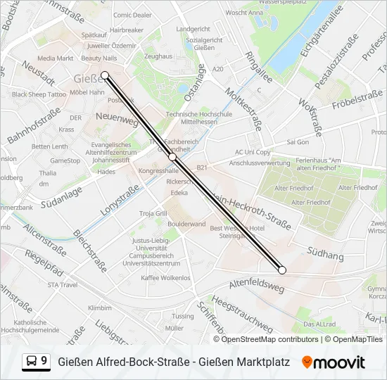 9 Bus Line Map