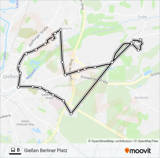 B Bus Line Map