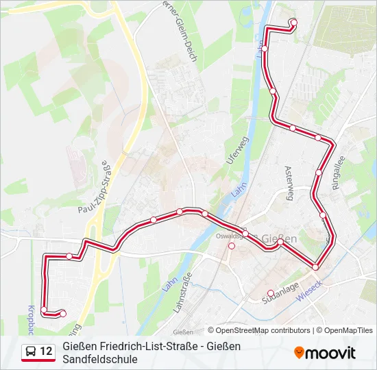 12 Bus Line Map