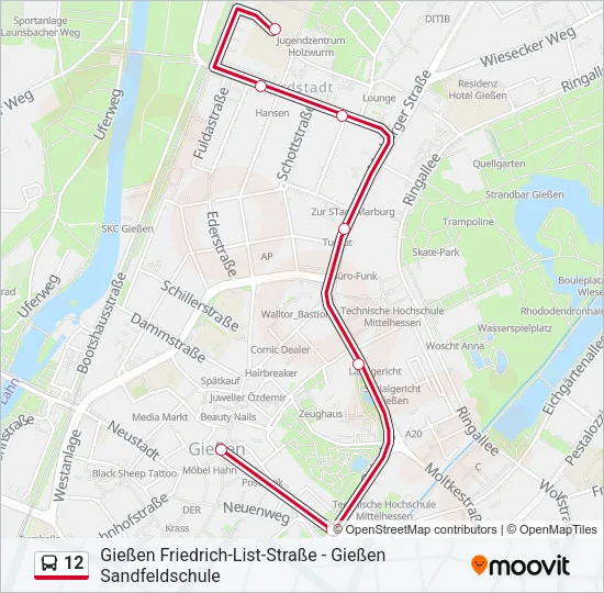 12 Bus Line Map