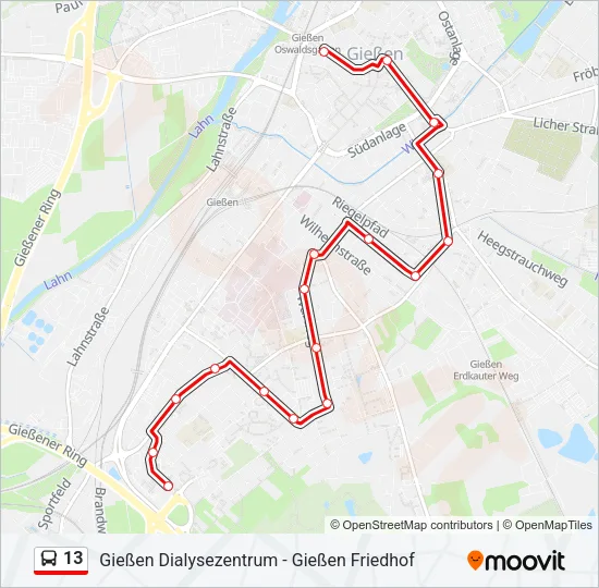 13 Bus Line Map