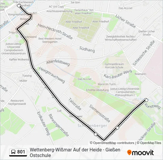 Автобус 801: карта маршрута