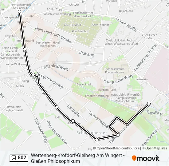 802 Bus Line Map
