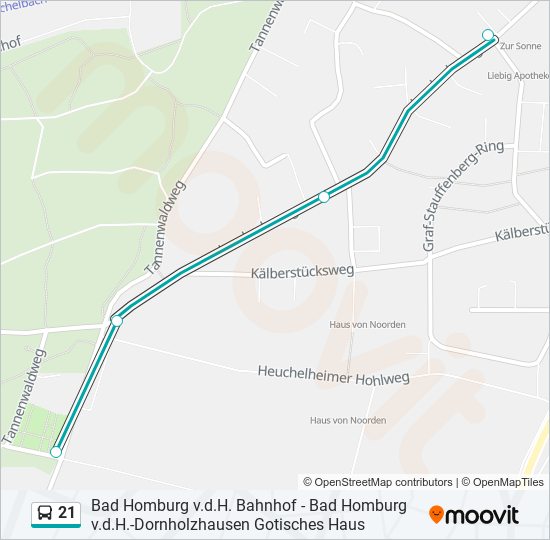 21 bus Line Map