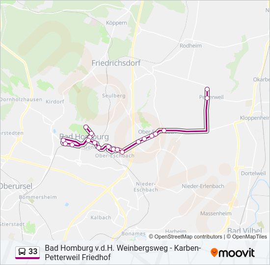 Buslinie 33 Karte