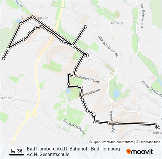 Buslinie 36 Karte