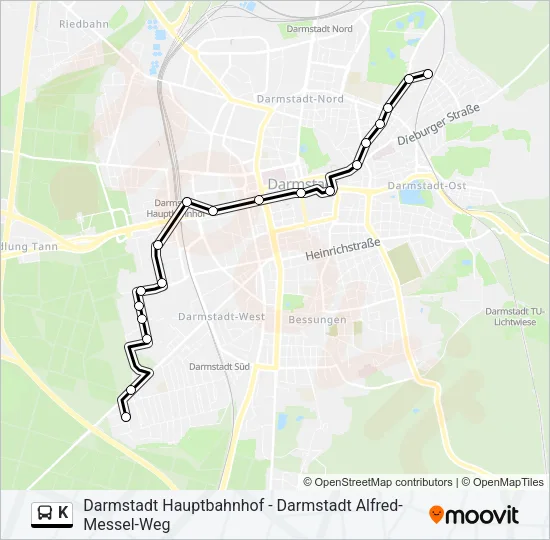 K Bus Line Map