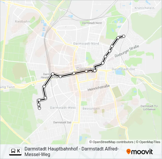 K Bus Line Map