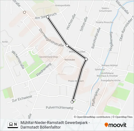 N Bus Line Map