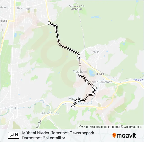 N Bus Line Map