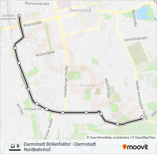 R Bus Line Map