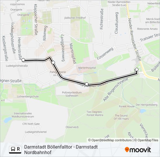 R Bus Line Map