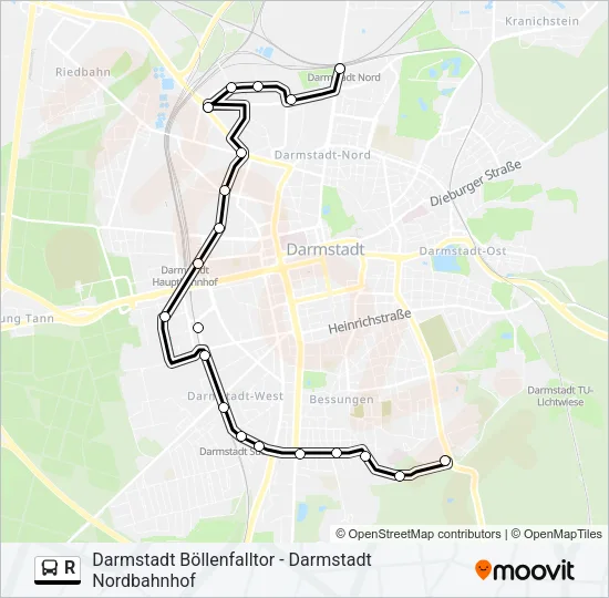 R Bus Line Map
