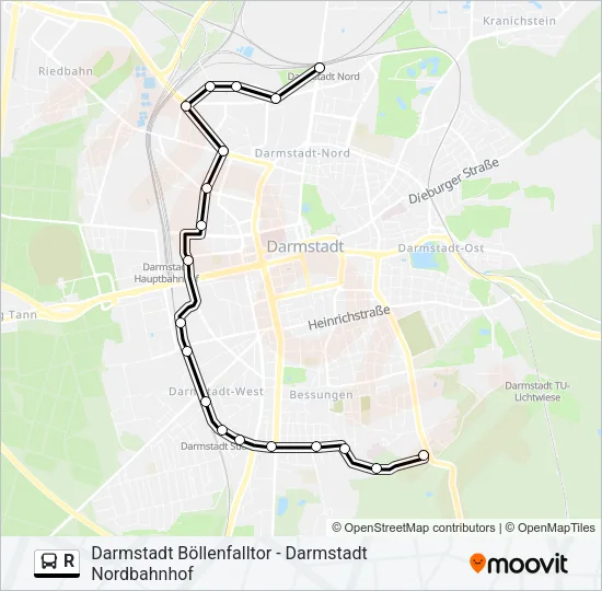 R Bus Line Map