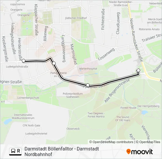 R Bus Line Map