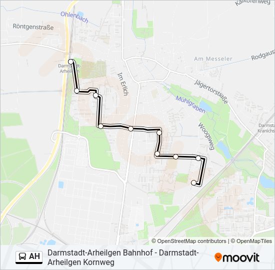 Автобус AH: карта маршрута