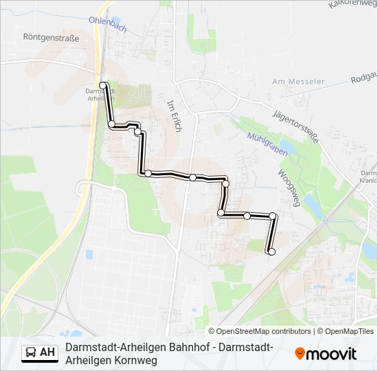 Автобус AH: карта маршрута