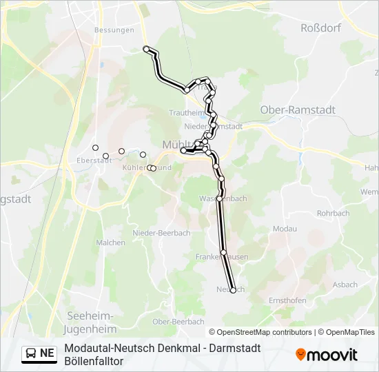 NE Bus Line Map