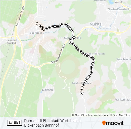 BE1 Bus Line Map