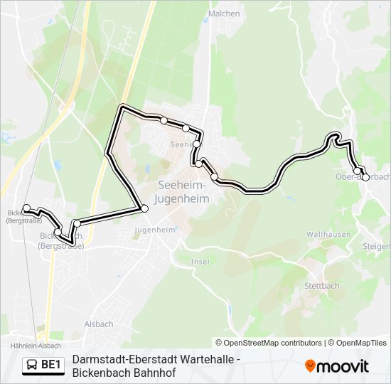 BE1 Bus Line Map