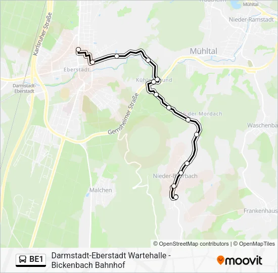 BE1 Bus Line Map